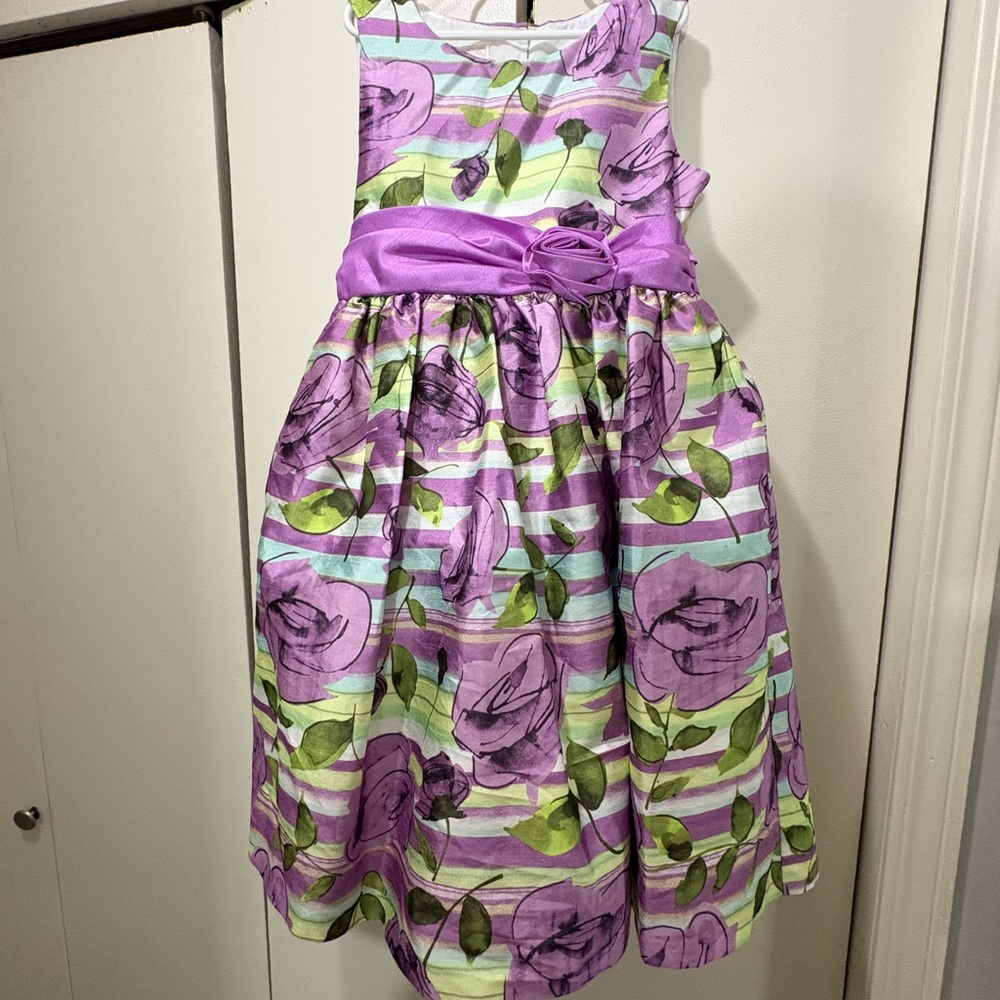 Floral Striped Dress with Purple Accents - Picture 10 of 10